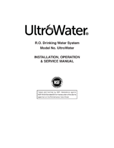 UltroWater Drinking Water System manual